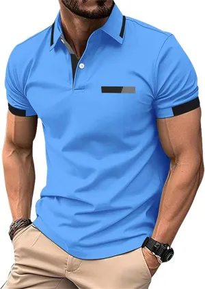 Casual Polo Shirts for Men Short Sleeve Work Business Tees Fashion Golf Slim Fit Lapel T-Shirts Classic Basic Tops