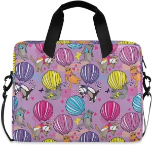 Cats on Balloon Laptop Shoulder Bag 15.6 Inch Laptop Tablet Sleek Messenger Bag Business Casual