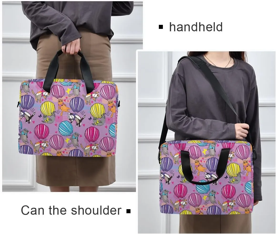 Cats on Balloon Laptop Shoulder Bag 15.6 Inch Laptop Tablet Sleek Messenger Bag Business Casual