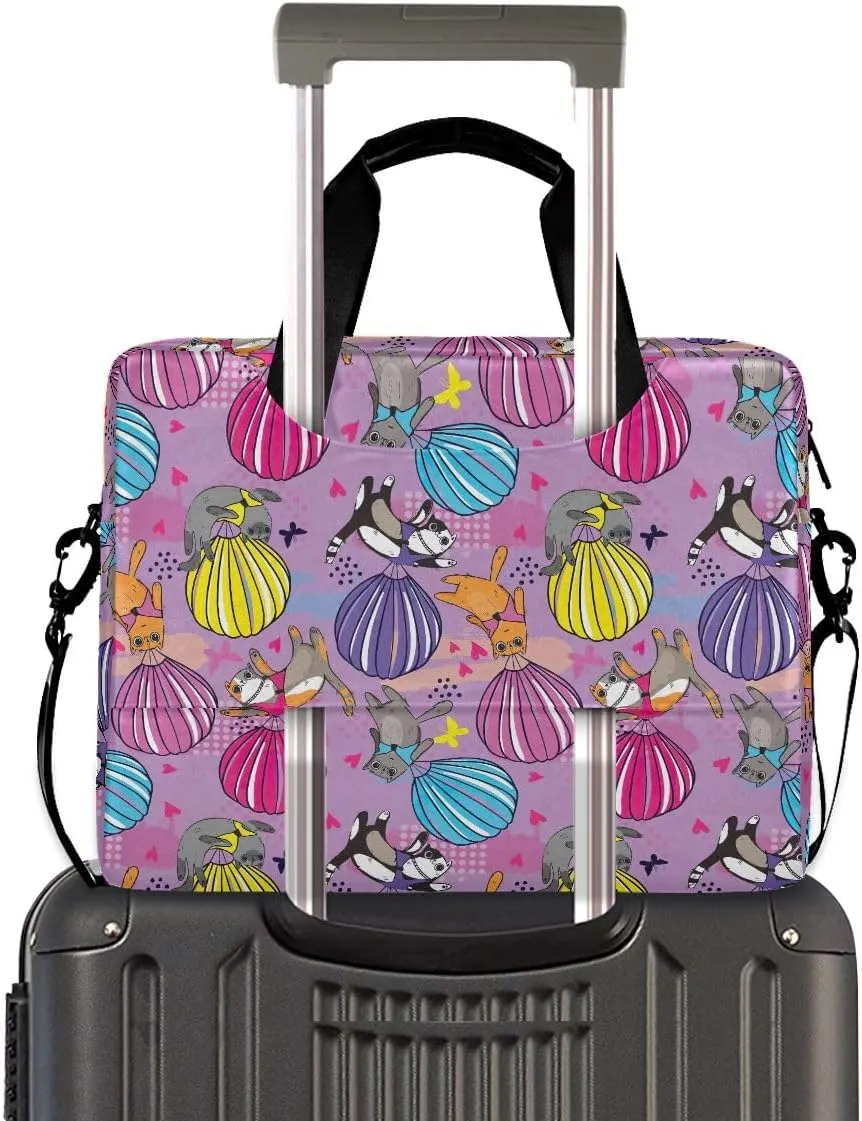 Cats on Balloon Laptop Shoulder Bag 15.6 Inch Laptop Tablet Sleek Messenger Bag Business Casual
