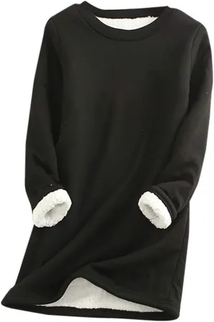 Ceboyel Women Fleece Lined Sweatshirts Sherpa Fuzzy Pullover Tops Loose Fit Cute Sweater Warm Winter Trendy Cozy Clothing