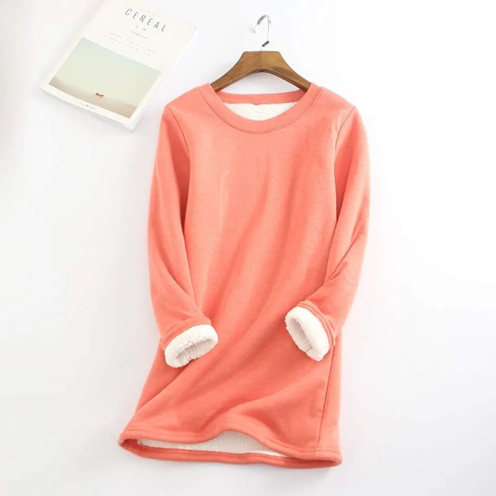 Ceboyel Women Fleece Lined Sweatshirts Sherpa Fuzzy Pullover Tops Loose Fit Cute Sweater Warm Winter Trendy Cozy Clothing