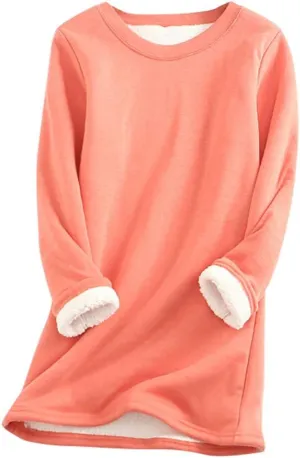 Ceboyel Women Fleece Lined Sweatshirts Sherpa Fuzzy Pullover Tops Loose Fit Cute Sweater Warm Winter Trendy Cozy Clothing
