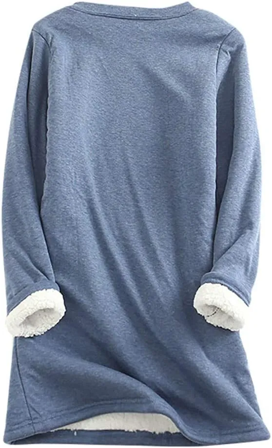 Ceboyel Women Fleece Lined Sweatshirts Sherpa Fuzzy Pullover Tops Loose Fit Cute Sweater Warm Winter Trendy Cozy Clothing