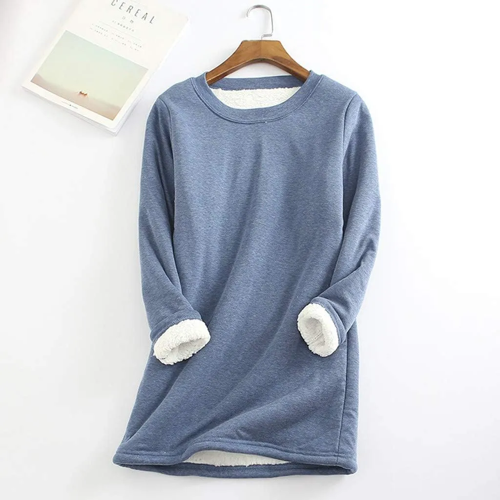 Ceboyel Women Fleece Lined Sweatshirts Sherpa Fuzzy Pullover Tops Loose Fit Cute Sweater Warm Winter Trendy Cozy Clothing