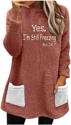 Ceboyel Womens Fleece Lined Sweatshirts Sherpa Fuzzy Sweater Long Sleeve Cute Tops Pullover Warm Winter Trendy Clothing
