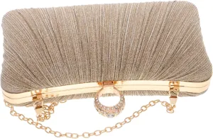 Chic Banquet Bag Pleated Detail Women's Evening Clutch Purse Wedding Party Essential Satin Material