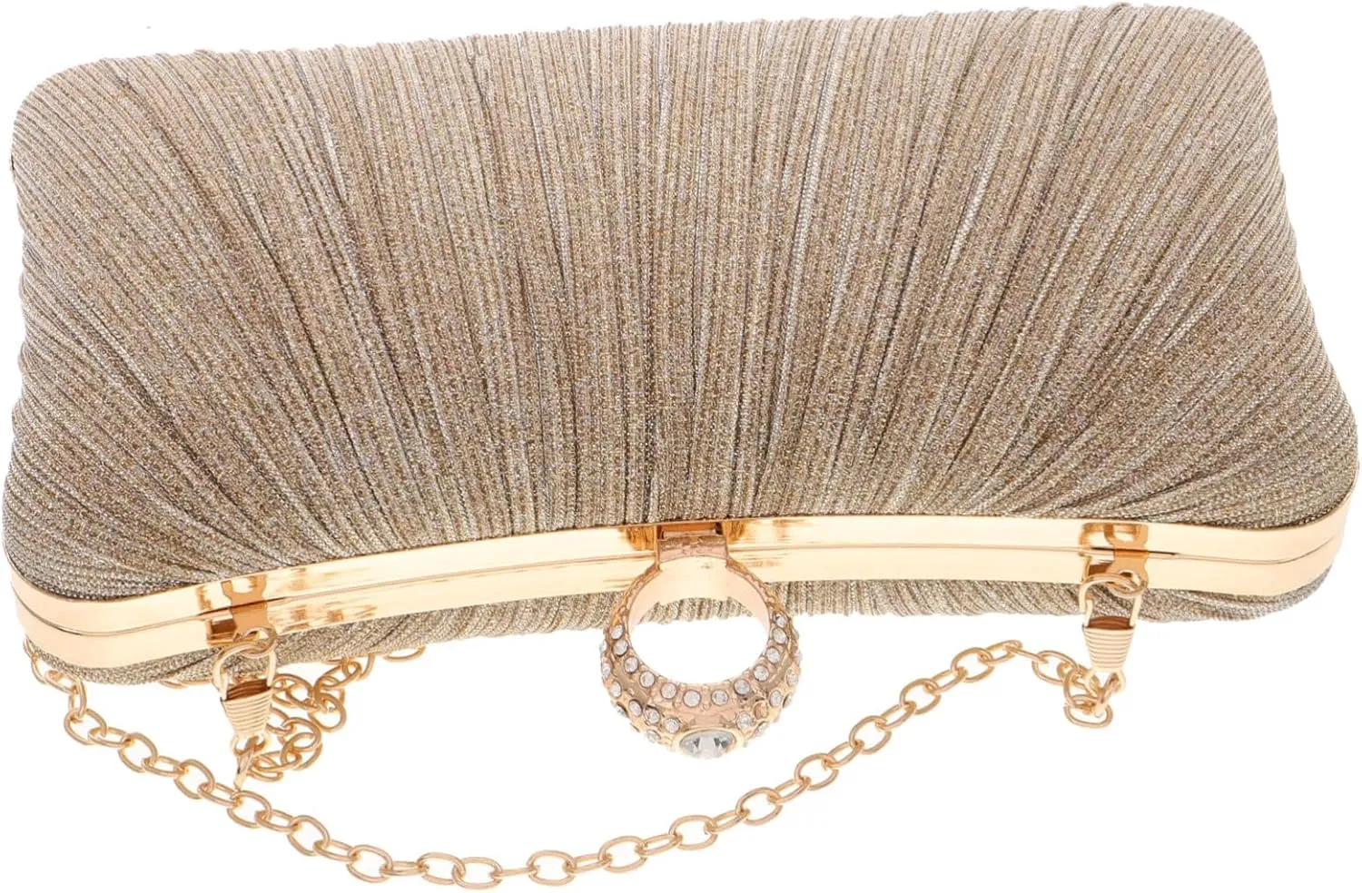 Chic Banquet Bag Pleated Detail Women's Evening Clutch Purse Wedding Party Essential Satin Material