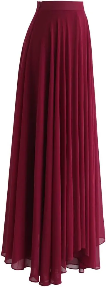 CHICWISH Women's Timeless Favorite Chiffon Maxi Prom Party Skirt