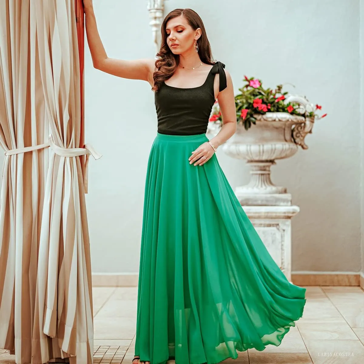 CHICWISH Women's Timeless Favorite Chiffon Maxi Prom Party Skirt