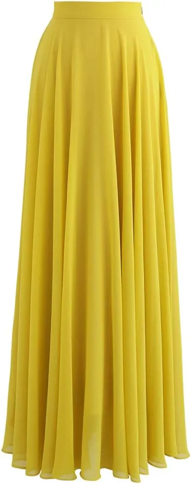 CHICWISH Women's Timeless Favorite Chiffon Maxi Prom Party Skirt