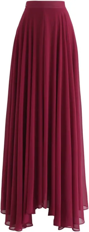 CHICWISH Women's Timeless Favorite Chiffon Maxi Prom Party Skirt