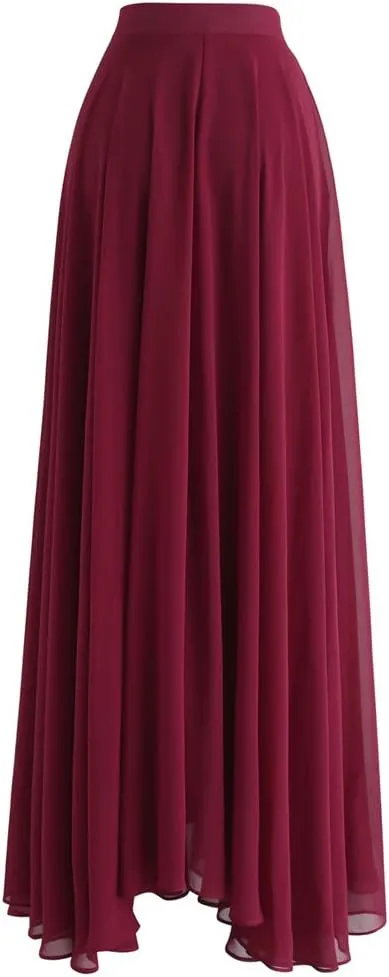 CHICWISH Women's Timeless Favorite Chiffon Maxi Prom Party Skirt