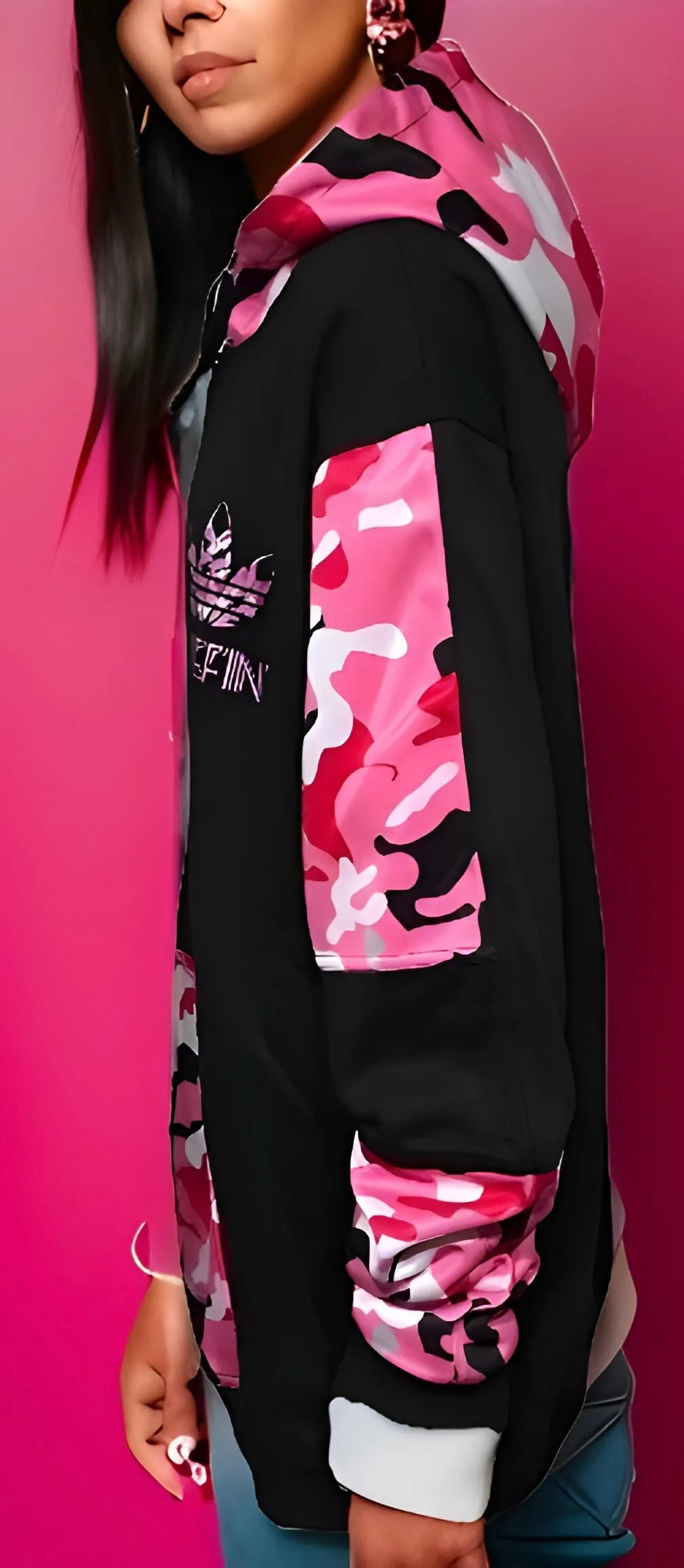 ^CHIEFIN’ ADI-FEATHER^ (PINK CAMOUFLAGE) ZIP UP TRACK JACKETS (CUT & SEW)