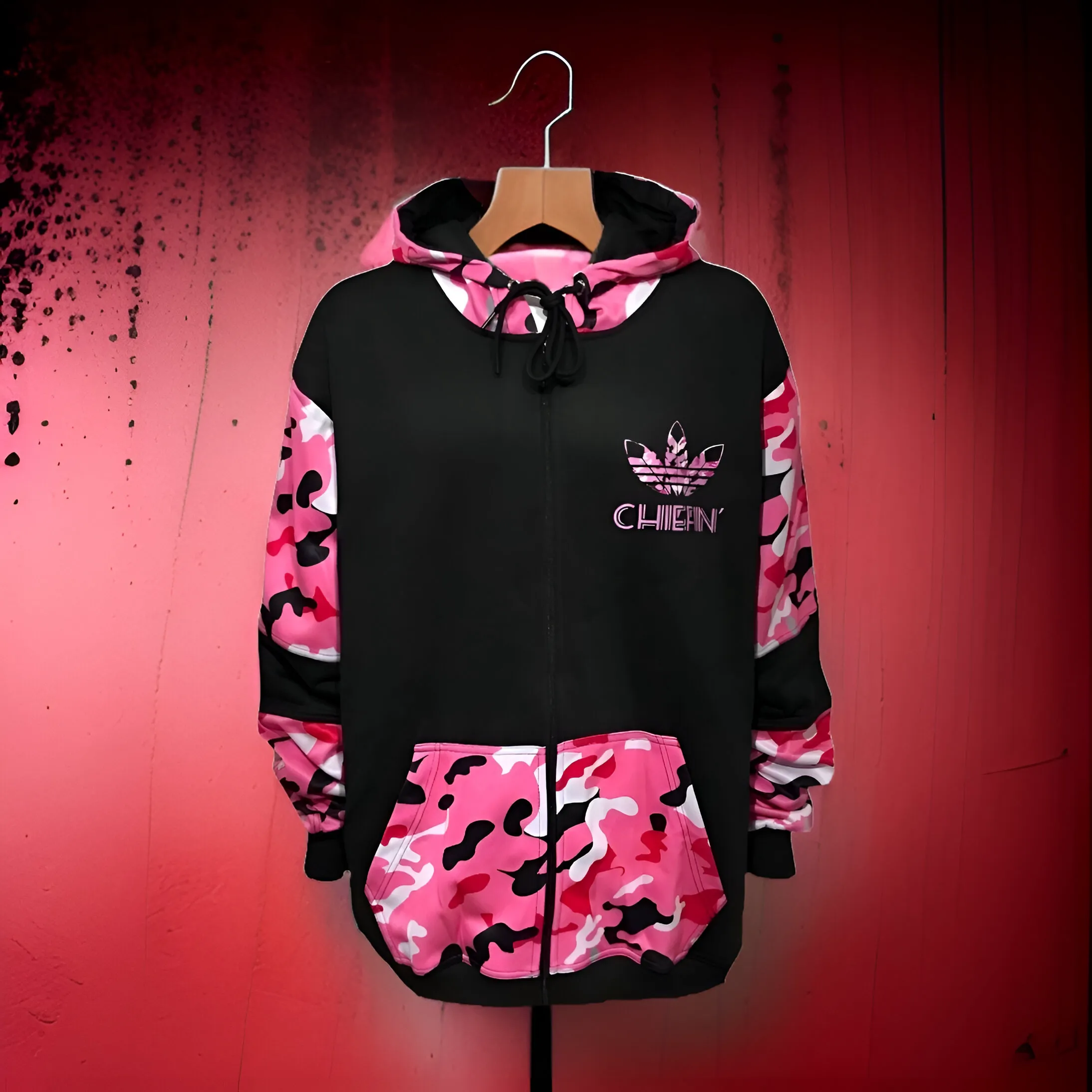 ^CHIEFIN’ ADI-FEATHER^ (PINK CAMOUFLAGE) ZIP UP TRACK JACKETS (CUT & SEW)