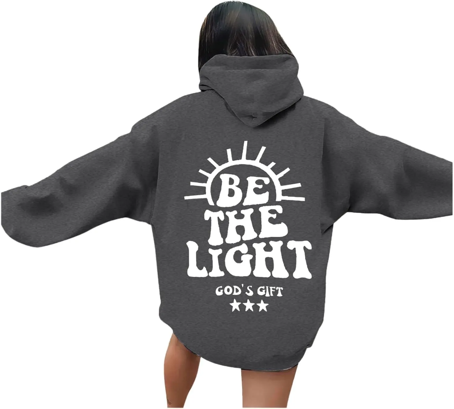 Christian Hoodies for Women Jesus Loves You Bible Verse Letter Graphic Oversized Y2K Hooded Long Sleeve Pockets Sweatshirts