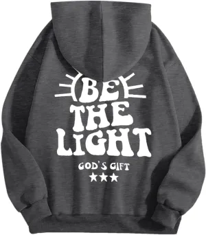 Christian Hoodies for Women Jesus Loves You Bible Verse Letter Graphic Oversized Y2K Hooded Long Sleeve Pockets Sweatshirts