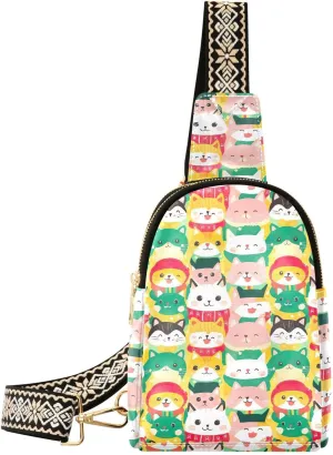 Christmas Cats Sling Bag for Women Fanny Packs for Women Small Leather Fanny Pack Crossbody Bags Fashion Waist Packs Chest Bag for Travel 21344792