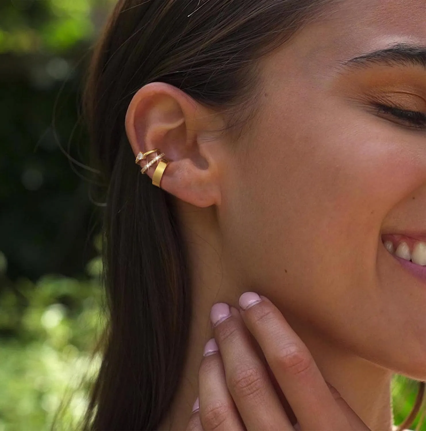 Chunky Thin Gold Chain Ear Cuffs Set Dainty 14K Clip Piercing Stack Small Cartilage Hoop Huggie Trendy Tarnish Hypoallergenic Jewelry Gift