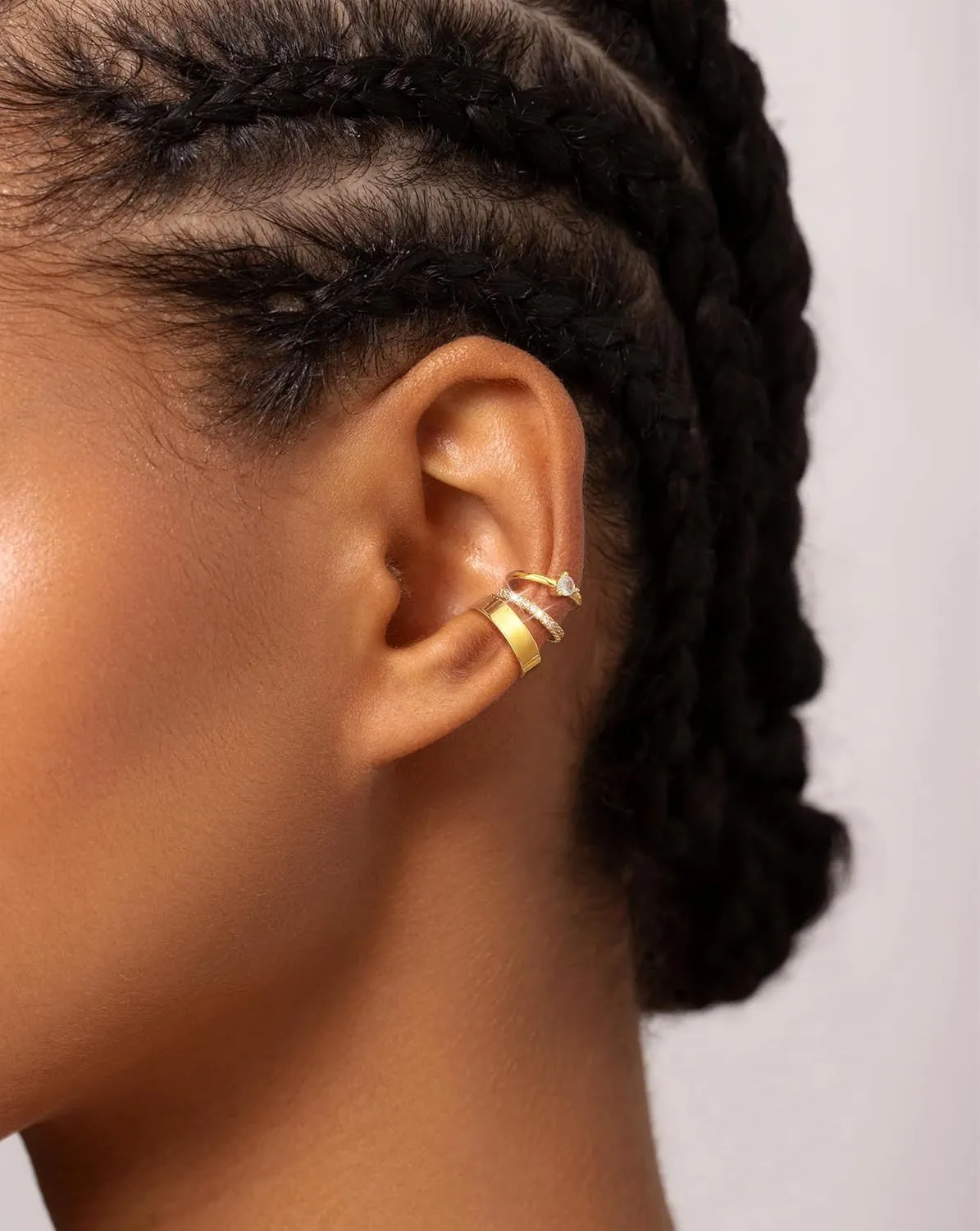 Chunky Thin Gold Chain Ear Cuffs Set Dainty 14K Clip Piercing Stack Small Cartilage Hoop Huggie Trendy Tarnish Hypoallergenic Jewelry Gift