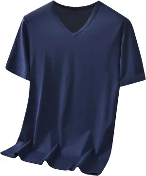 Classic Fit V Neck Cotton Shirts for Men Relaxed Fitted Summer Workout T-Shirts t Casual Athletic Activewear Tops