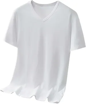 Classic Fit V Neck Cotton Shirts for Men Relaxed Fitted Summer Workout T-Shirts t Casual Athletic Activewear Tops
