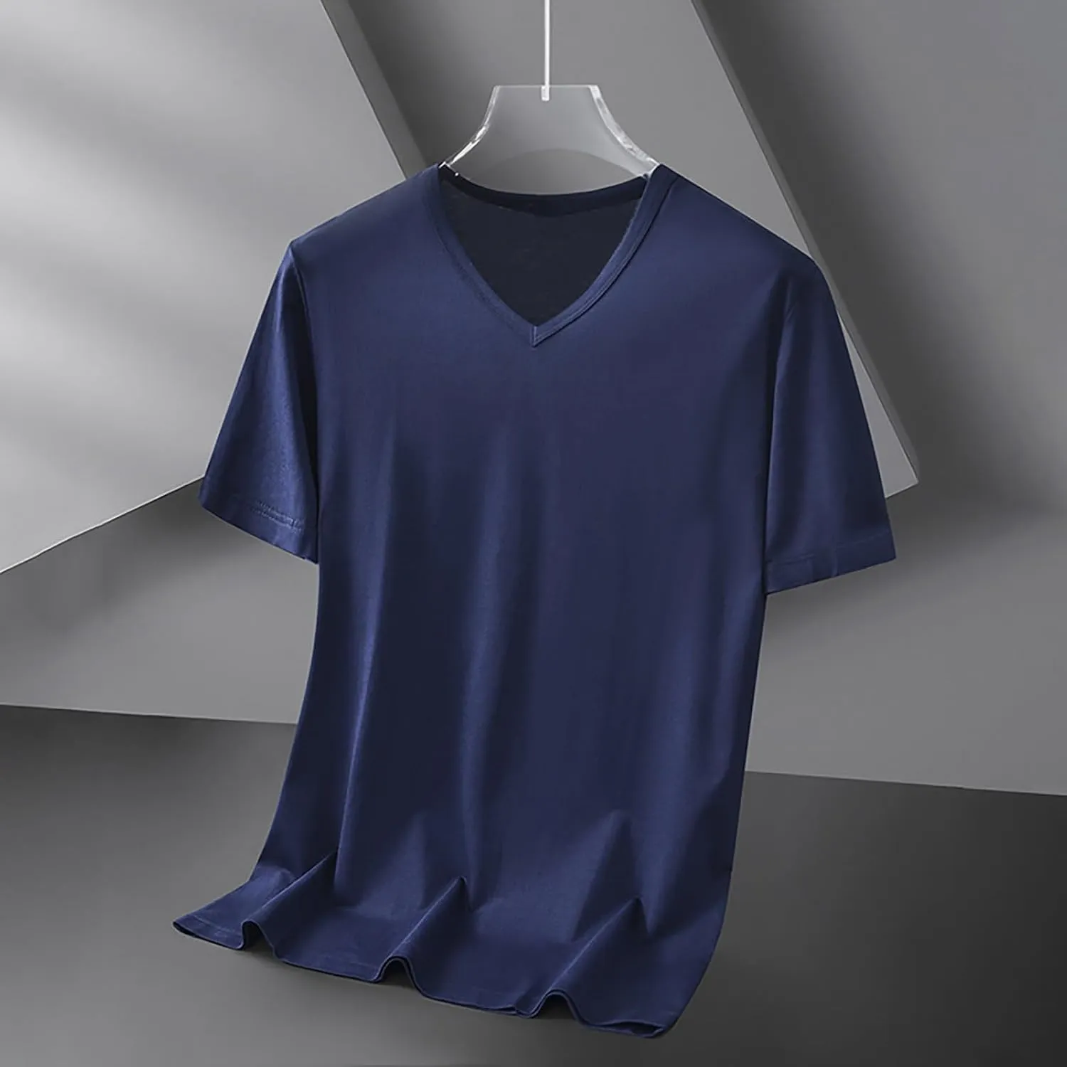 Classic Fit V Neck Cotton Shirts for Men Relaxed Fitted Summer Workout T-Shirts t Casual Athletic Activewear Tops