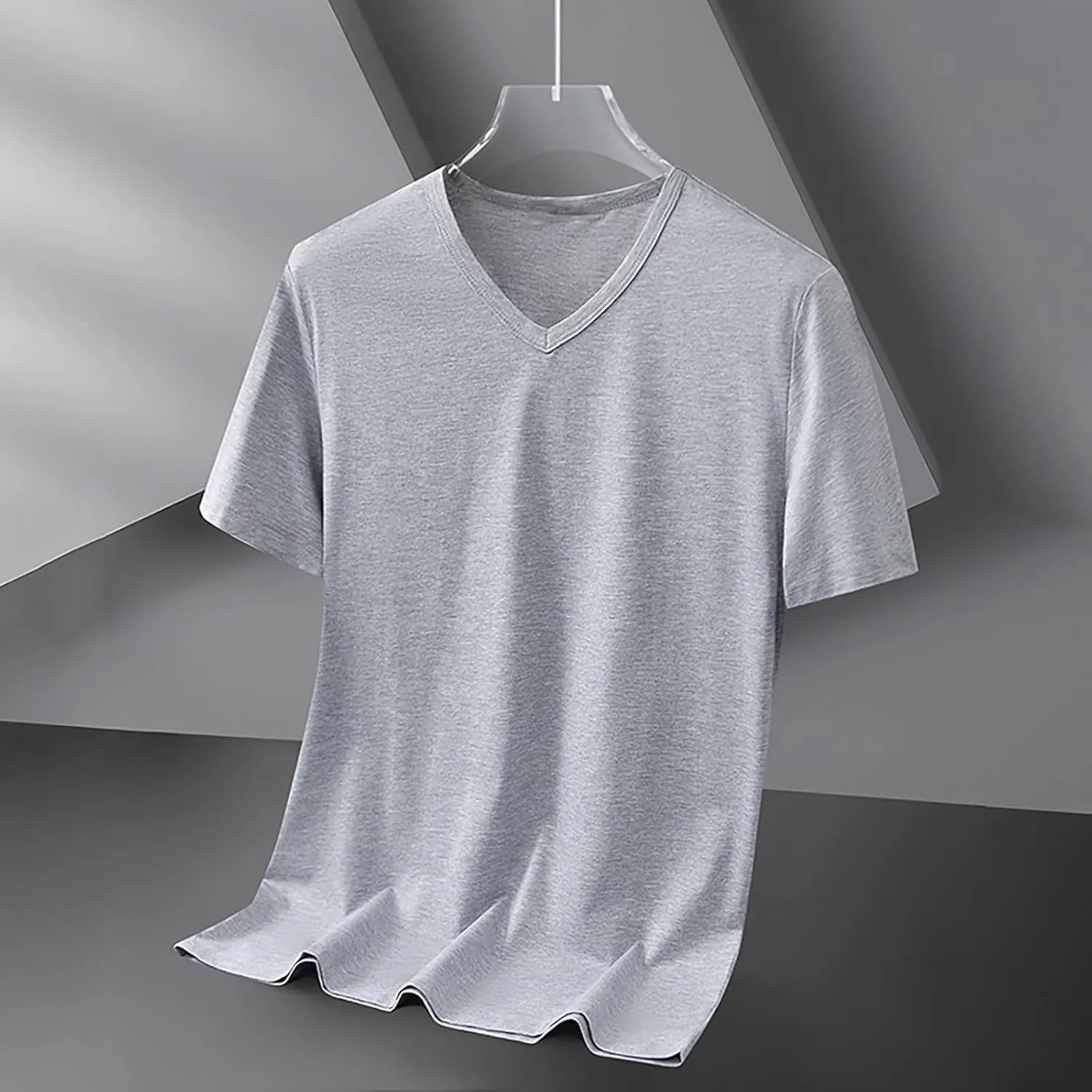 Classic Fit V Neck Cotton Shirts for Men Relaxed Fitted Summer Workout T-Shirts t Casual Athletic Activewear Tops