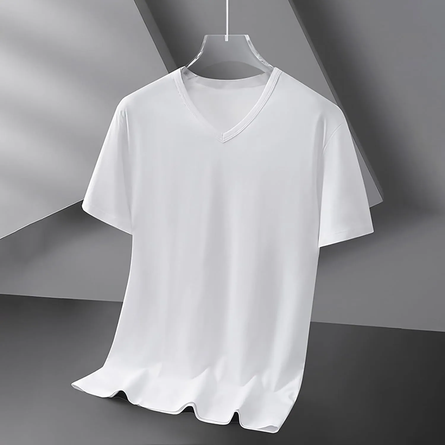 Classic Fit V Neck Cotton Shirts for Men Relaxed Fitted Summer Workout T-Shirts t Casual Athletic Activewear Tops