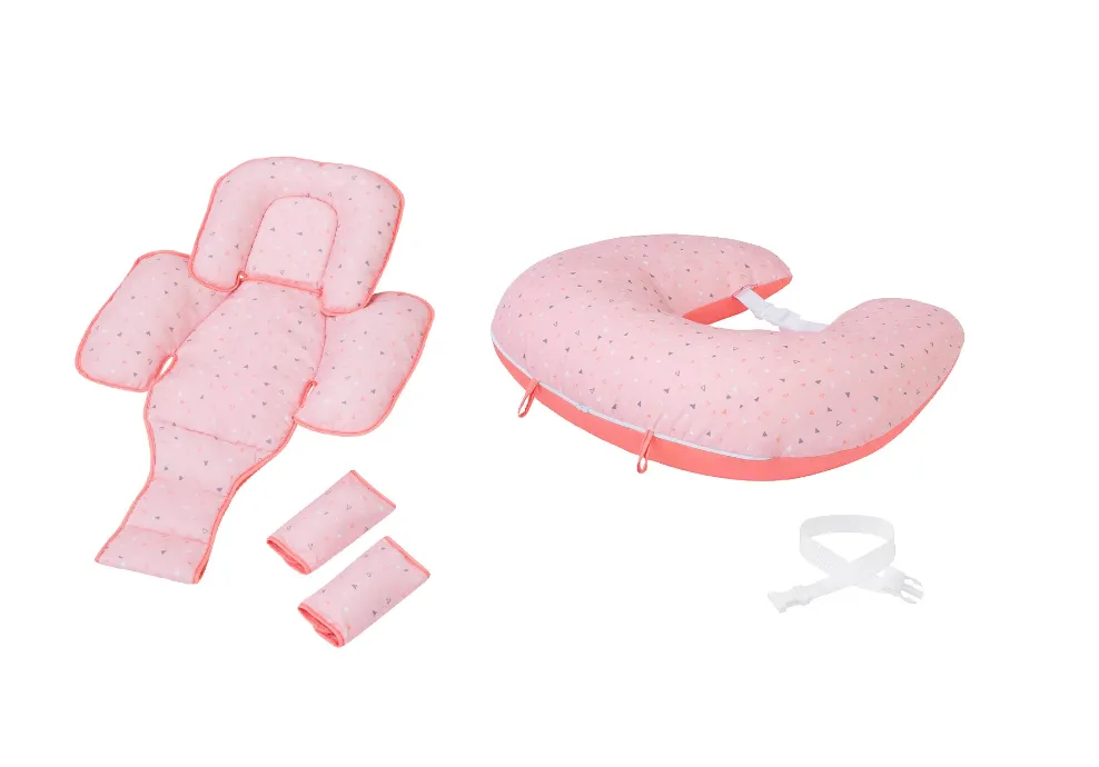 ClevaCushion Nursing Pillow & Baby Nest - Coral / Blue