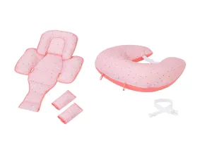 ClevaCushion Nursing Pillow & Baby Nest - Coral / Blue