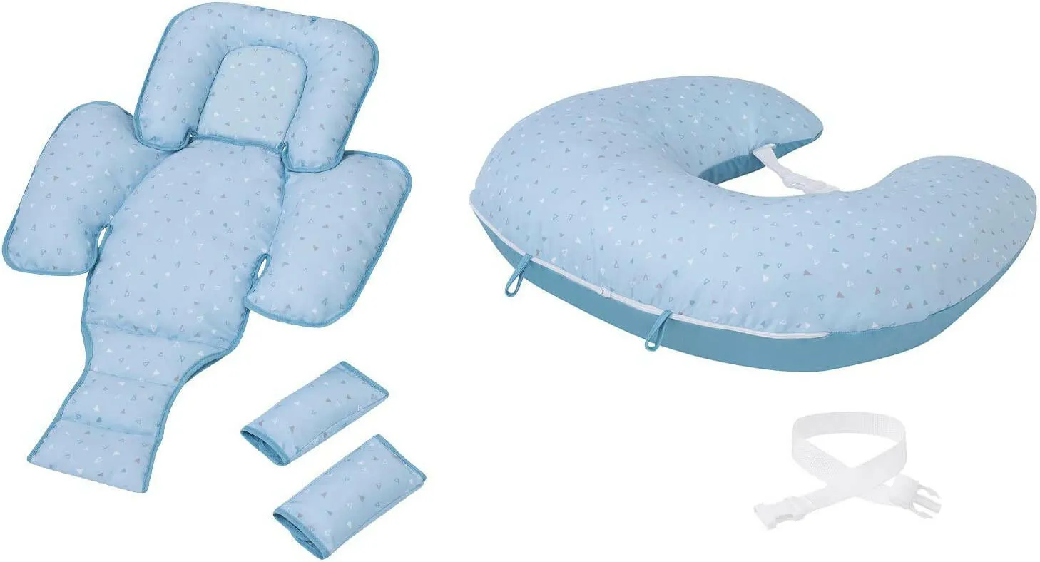 ClevaCushion Nursing Pillow & Baby Nest - Coral / Blue