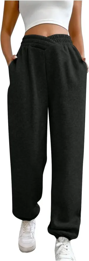 Comfy Pants,Women's High Waist Solid Color Casual Trousers Workout Sports Joggers Pants with Spring&Summer Clothing