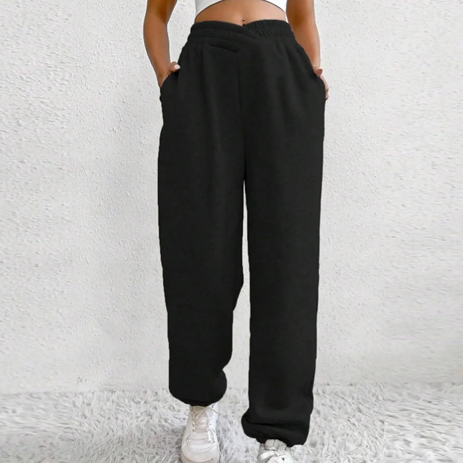 Comfy Pants,Women's High Waist Solid Color Casual Trousers Workout Sports Joggers Pants with Spring&Summer Clothing