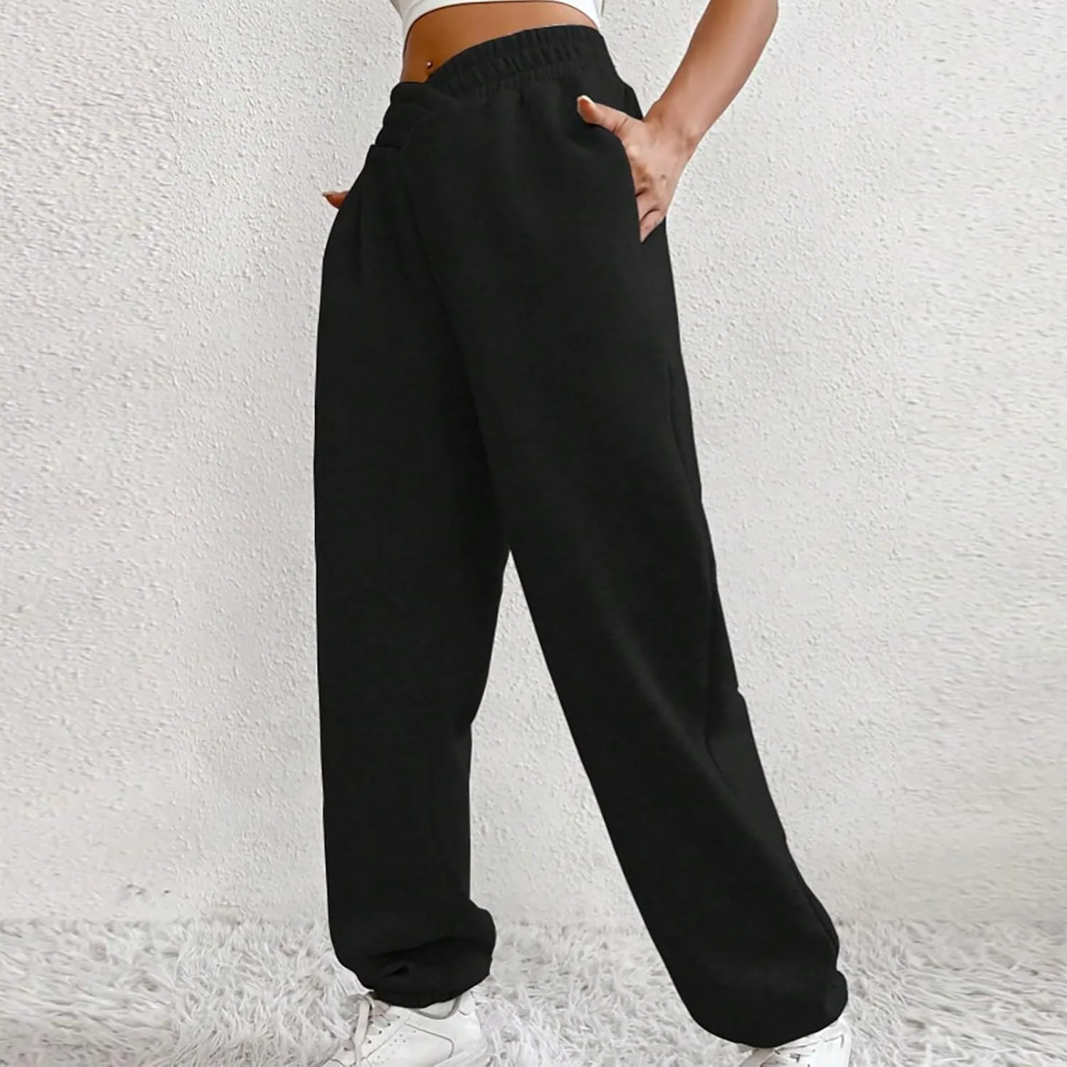 Comfy Pants,Women's High Waist Solid Color Casual Trousers Workout Sports Joggers Pants with Spring&Summer Clothing