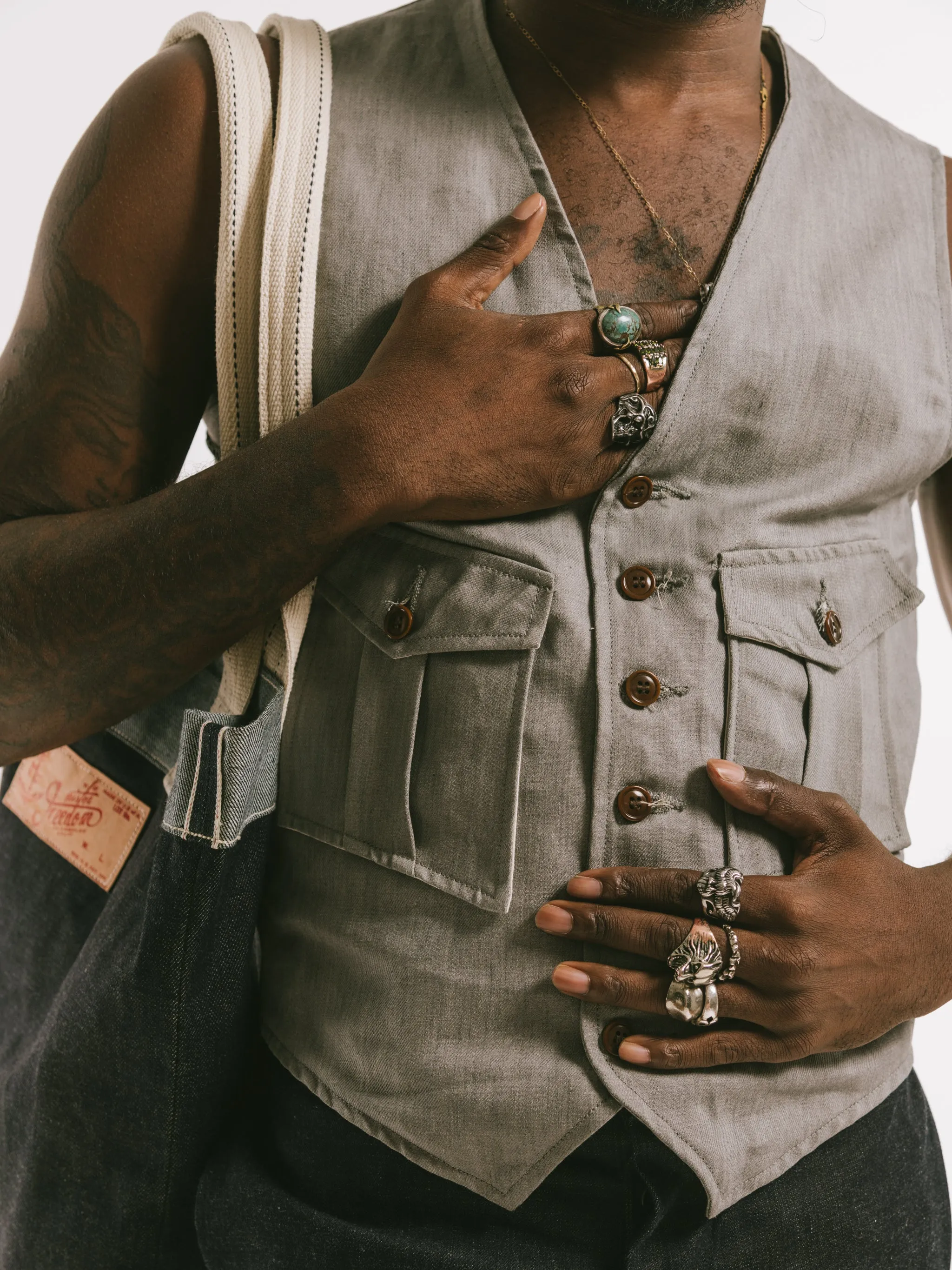 Continental Vest: Slate Grey Twill