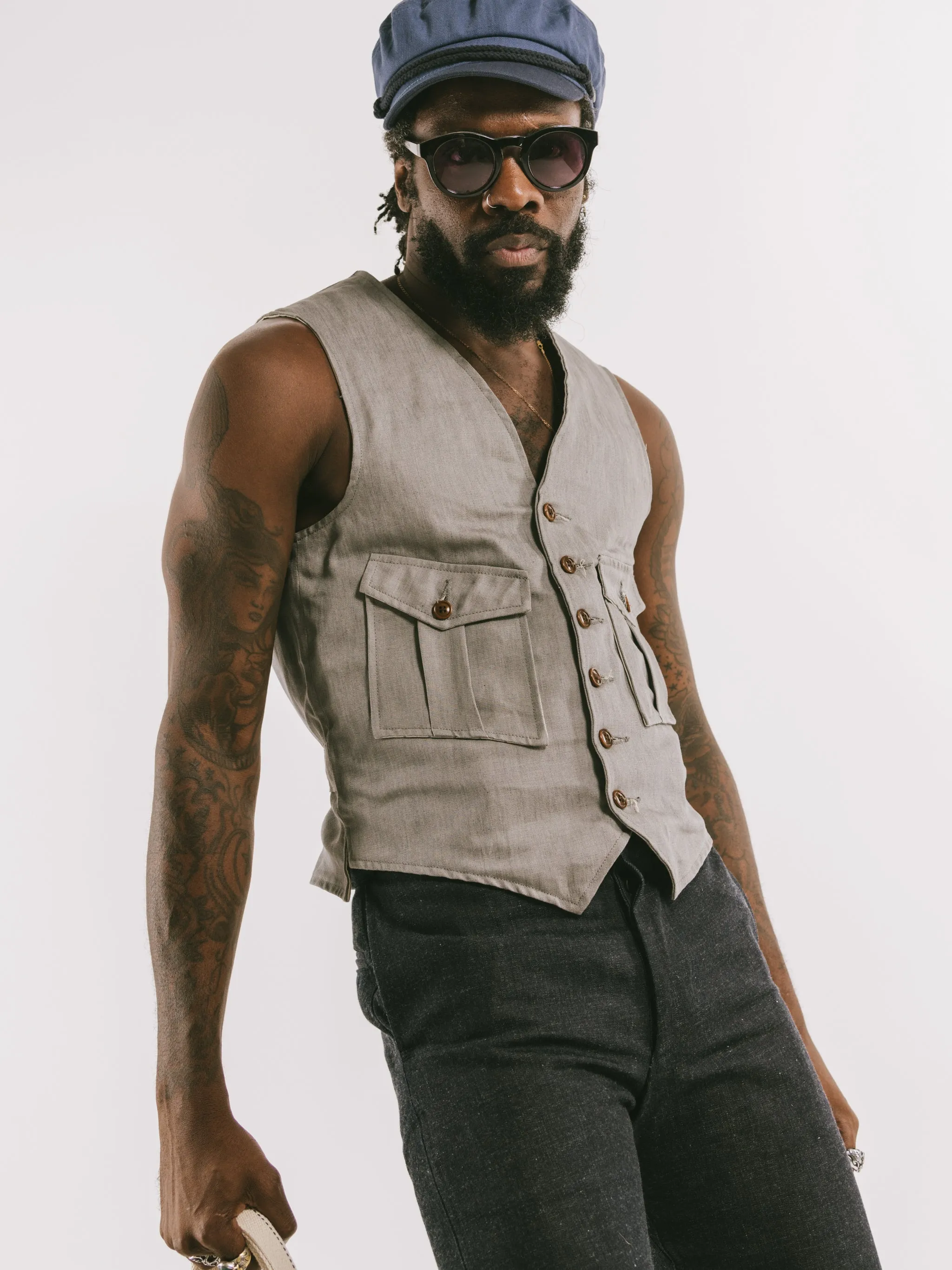 Continental Vest: Slate Grey Twill