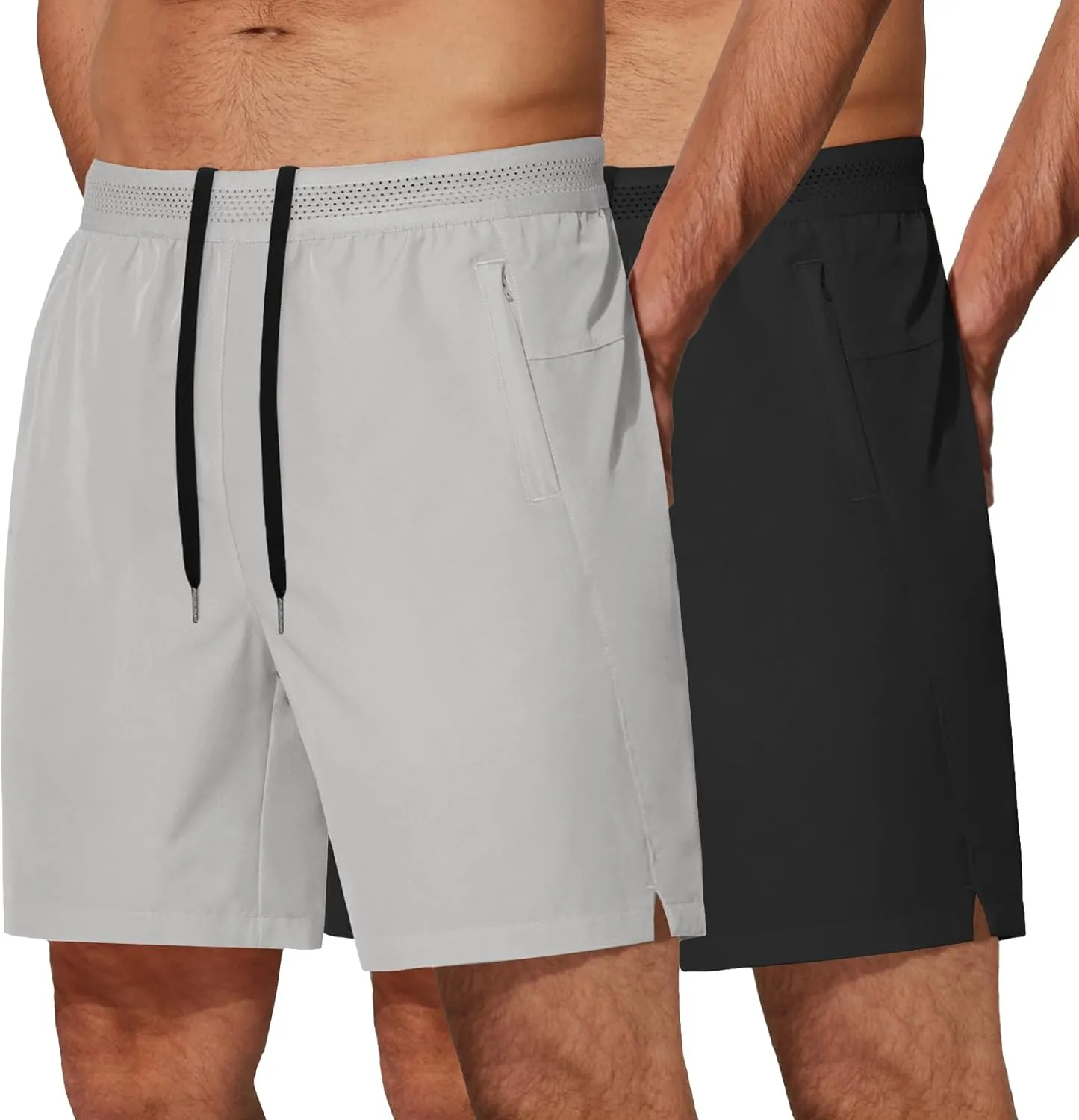 COOFANDY Mens Athletic Running Shorts 7'' Gym Workout Shorts Lightweight Drawstring Training Shorts with Zipper Pockets