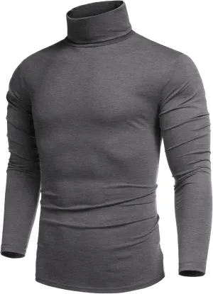 COOFANDY Men's Casual Slim Fit Turtleneck T Shirts Lightweight Basic Cotton Pullovers