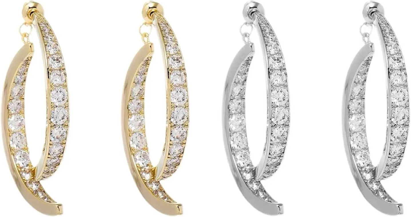 Cross Curved Earrings for Women Zircon Curved Ear Cuffs Earrings Curved Stick Front Back Linear Drop Earrings Hypoallergenic Ear Cuffs