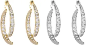 Cross Curved Earrings for Women Zircon Curved Ear Cuffs Earrings Curved Stick Front Back Linear Drop Earrings Hypoallergenic Ear Cuffs