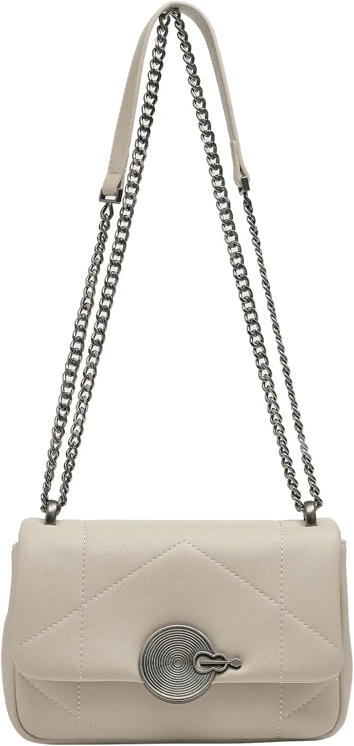Crossbody Bag for Women, Chain Shoulder Bag with Soft,Luxurious PU Leather, Casual Stylish Satchel Bag, Beige Women's Bag