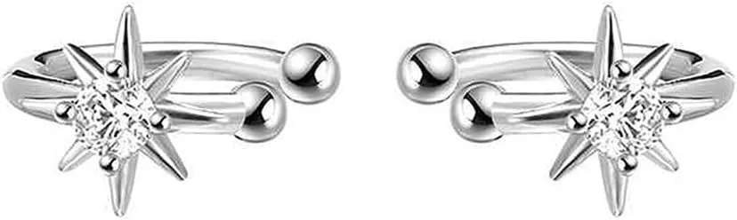 Dainty CZ Star Ear Cuff Cartilage Earrings for Women Silver Plated Crystal Star Clip on Non Pierced Ears Fake Small Hoop Earrings Hypoallergenic Fashion Trendy Jewelry