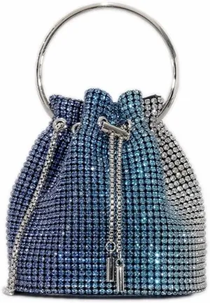 DJBM Ladies Full Diamonds Bucket Handbag Rhinestone Evening Bag Bling Clutch Purse for Women Party Prom Cocktail Wedding