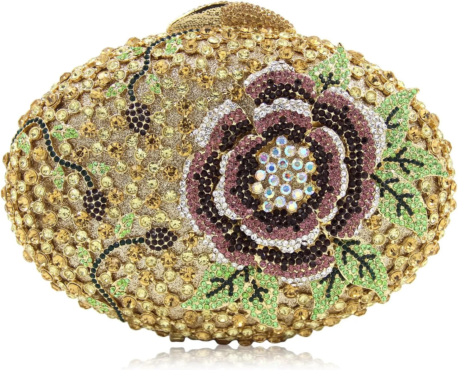 DJBM Starry Rhinestone Clutch Purses Luxurious Flower Brilliant Wedding Prom Handbag with Chain for Women