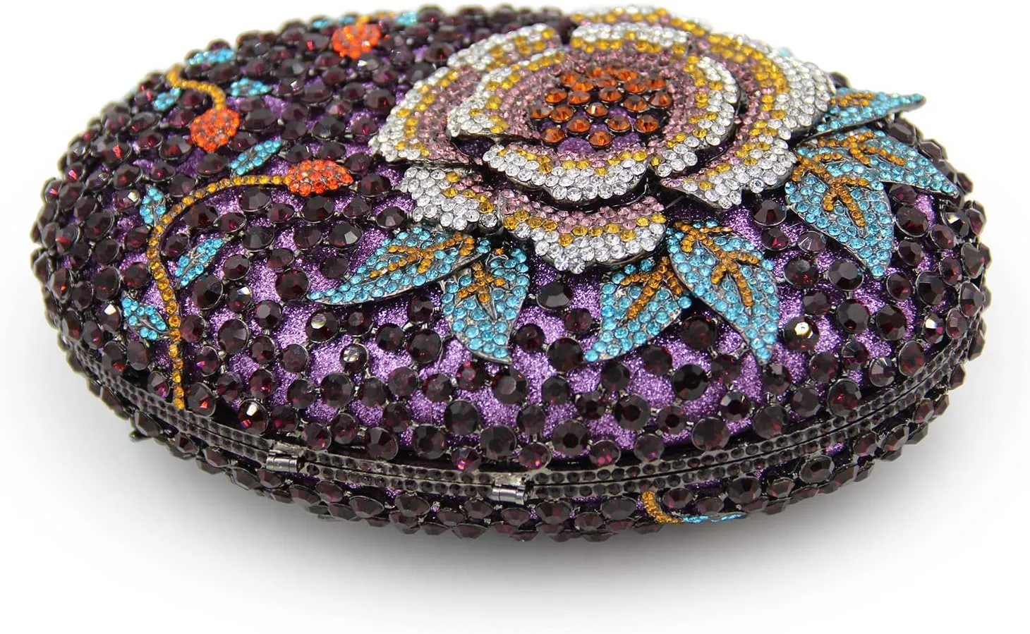 DJBM Starry Rhinestone Clutch Purses Luxurious Flower Brilliant Wedding Prom Handbag with Chain for Women
