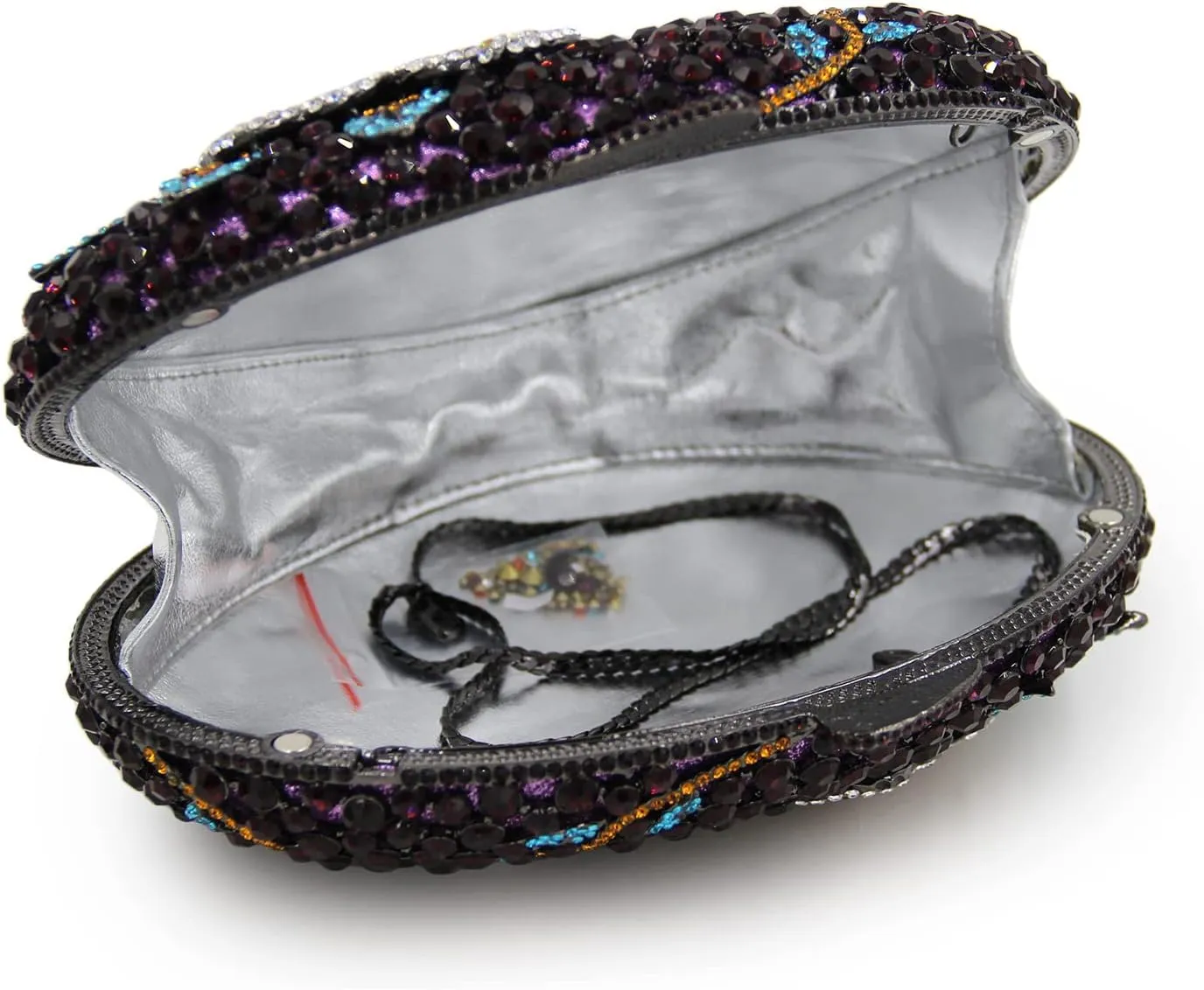 DJBM Starry Rhinestone Clutch Purses Luxurious Flower Brilliant Wedding Prom Handbag with Chain for Women