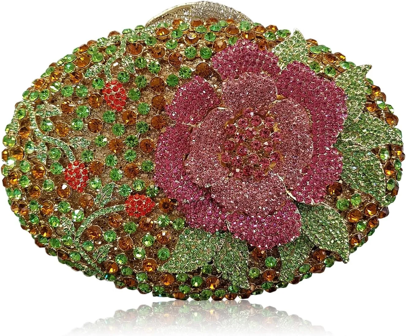 DJBM Starry Rhinestone Clutch Purses Luxurious Flower Brilliant Wedding Prom Handbag with Chain for Women