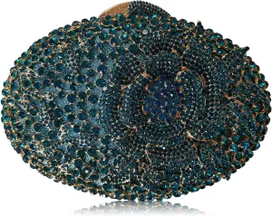 DJBM Starry Rhinestone Clutch Purses Luxurious Flower Brilliant Wedding Prom Handbag with Chain for Women