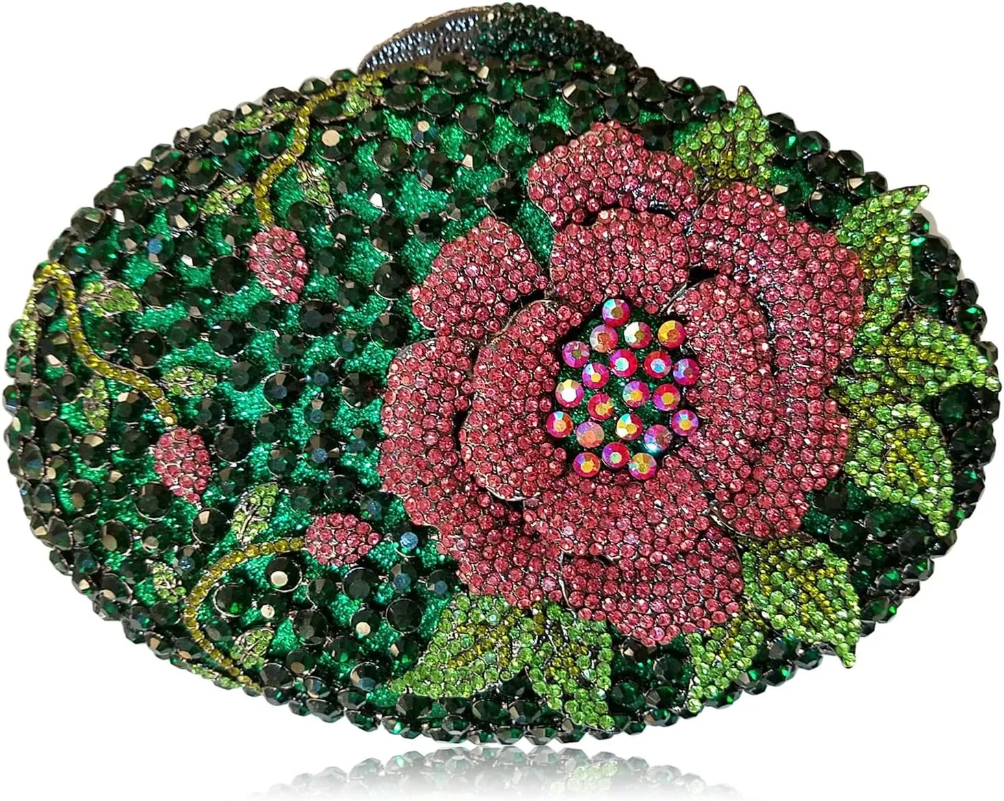 DJBM Starry Rhinestone Clutch Purses Luxurious Flower Brilliant Wedding Prom Handbag with Chain for Women